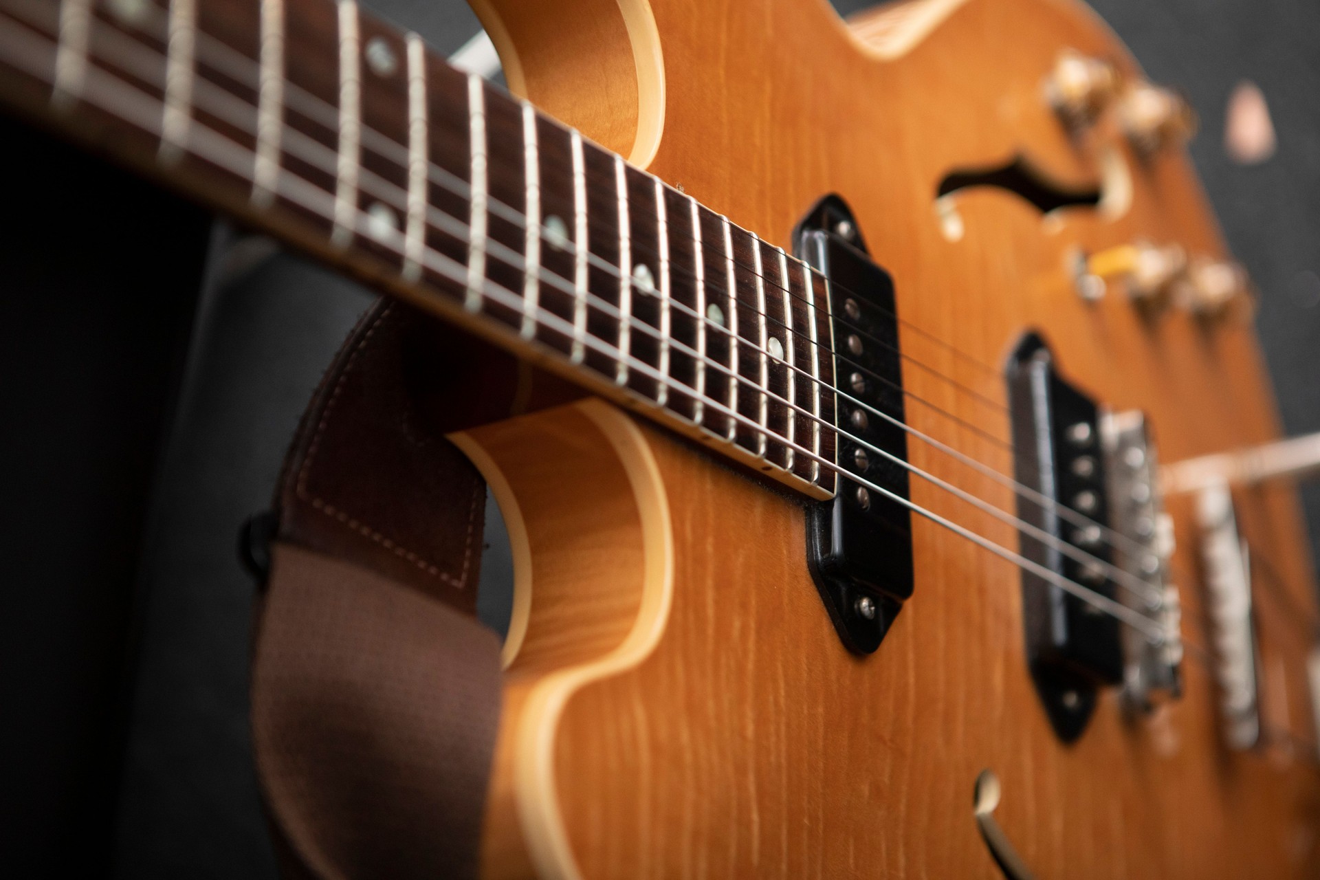 Close-up of an electric guitar