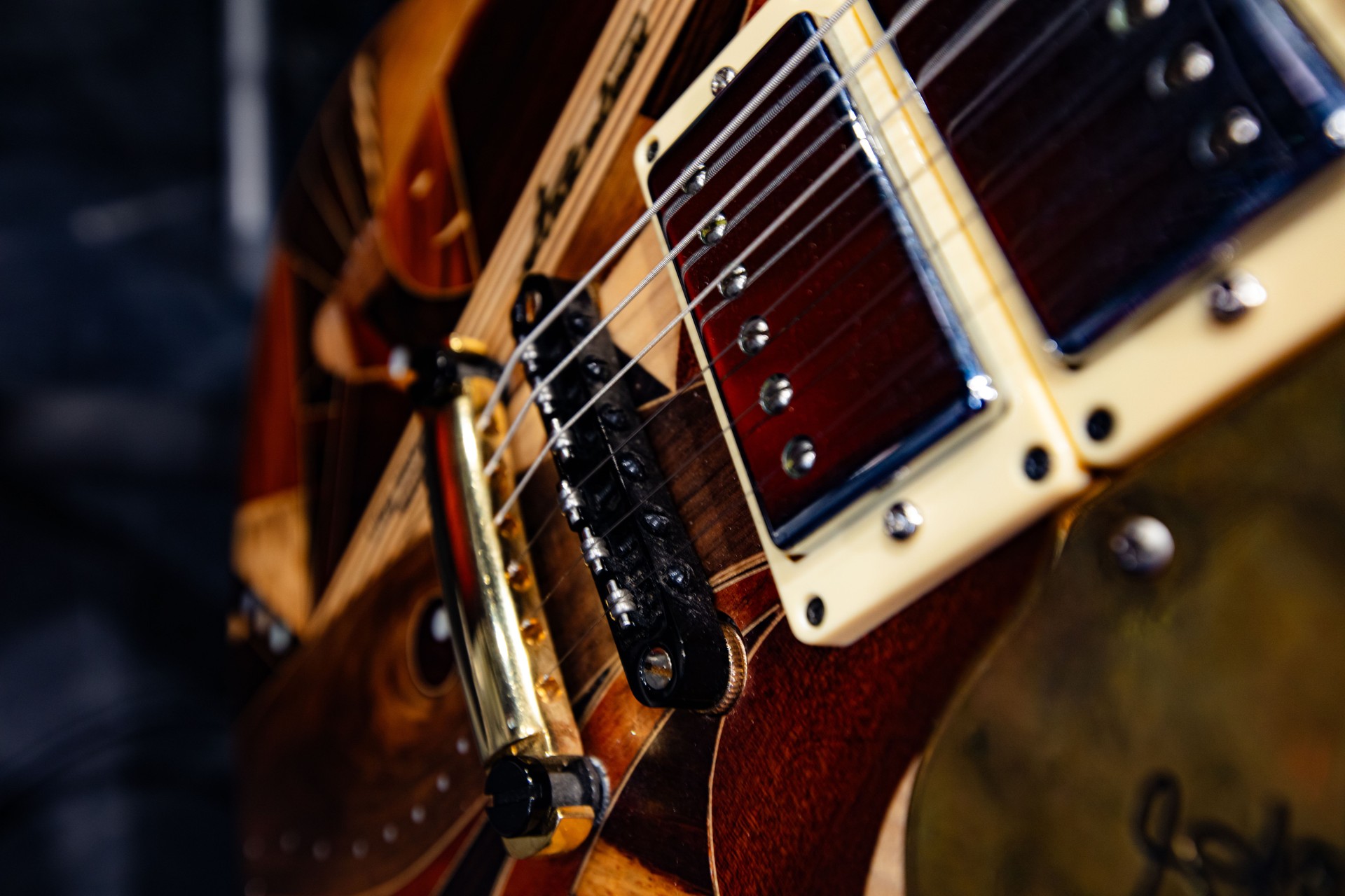 Closeup of fragment of electric guitar